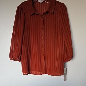 Nanette Lepore Rust Button-Up Blouse